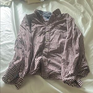 Tommy Hilfiger Maroon and White Plaid Shirt medium long sleeve button down
